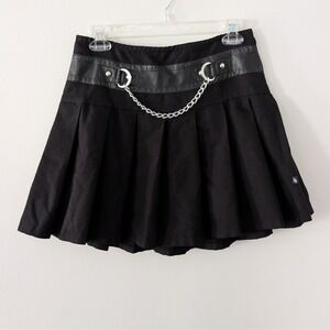 Royal Bones Daang Goodman Gothic Mini Skirt SMALL Y2K Punk Grunge Pleated Chain